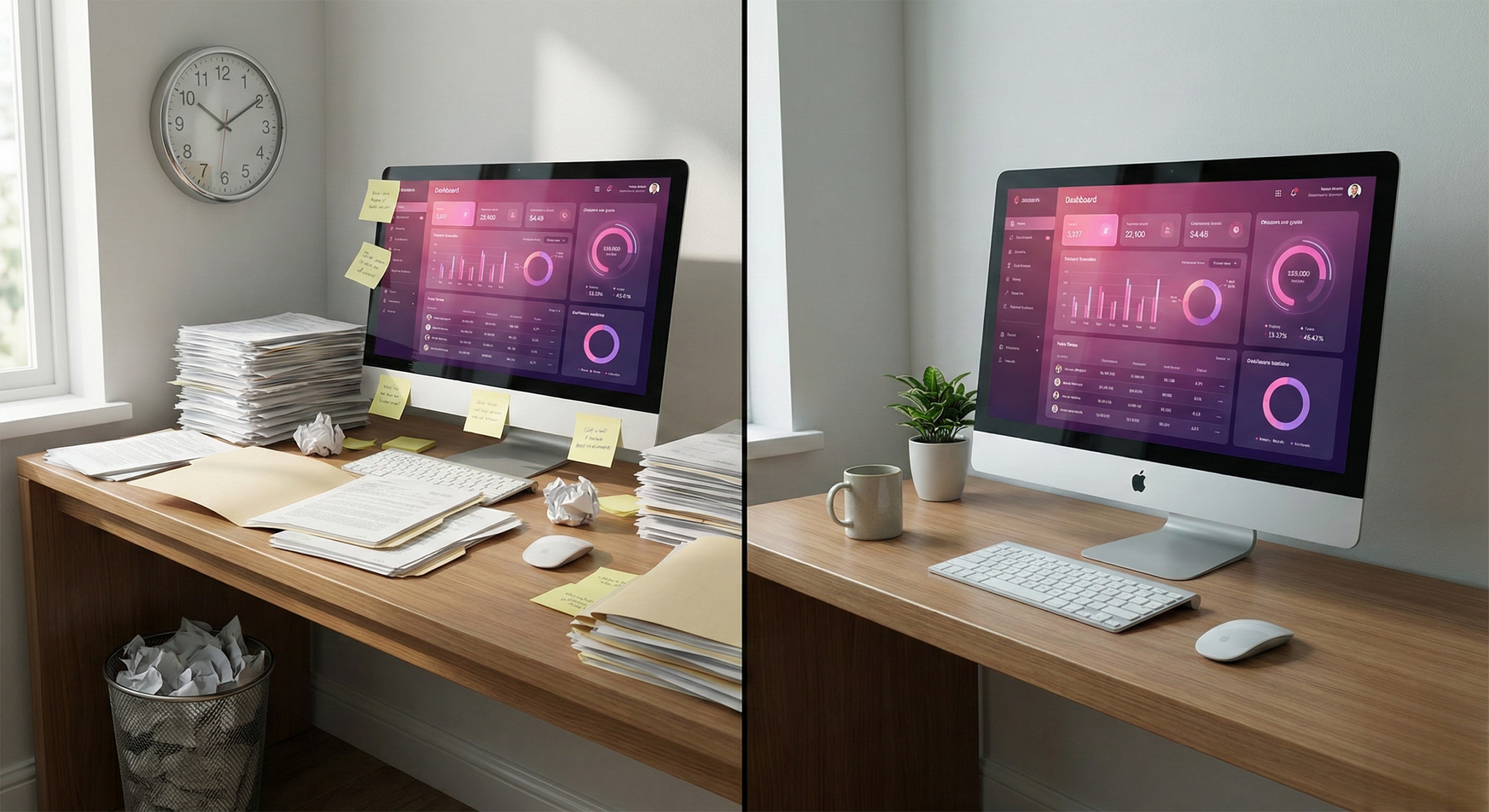 Comparaison bureau psychologue avec et sans outils numériques