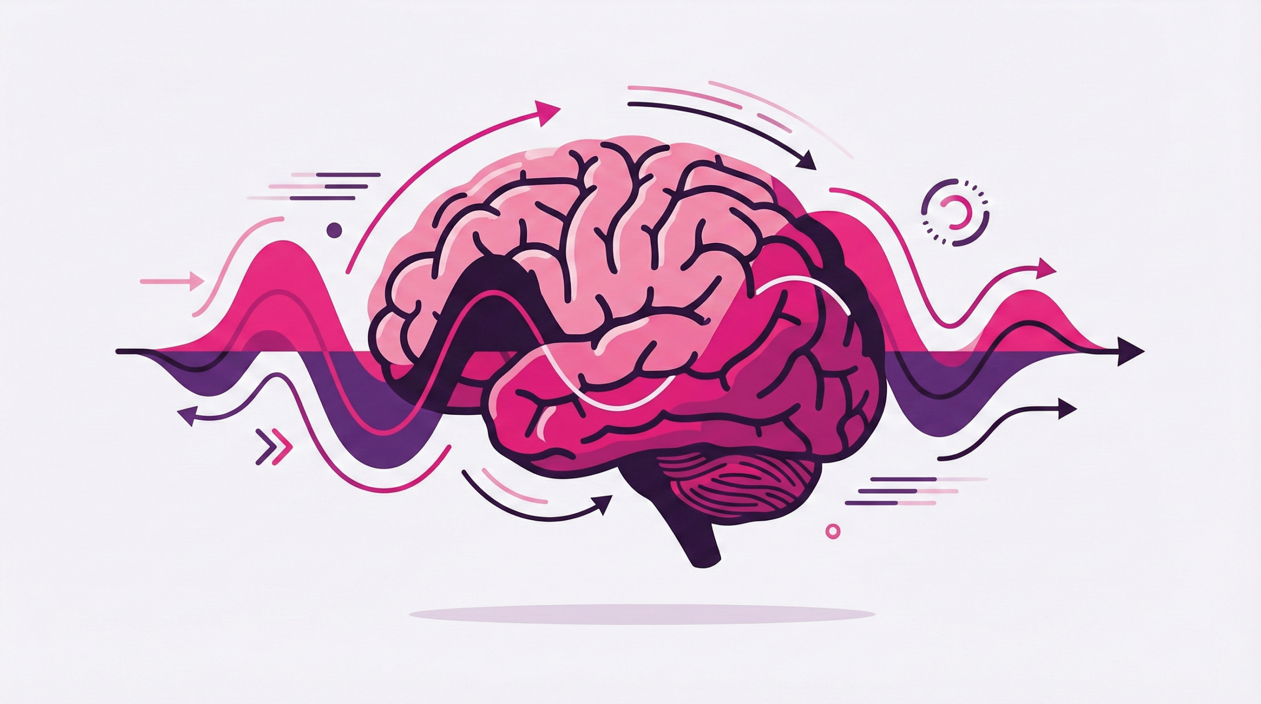 Illustration conceptuelle montrant un cerveau avec des courbes représentant les fluctuations cognitives quotidiennes
